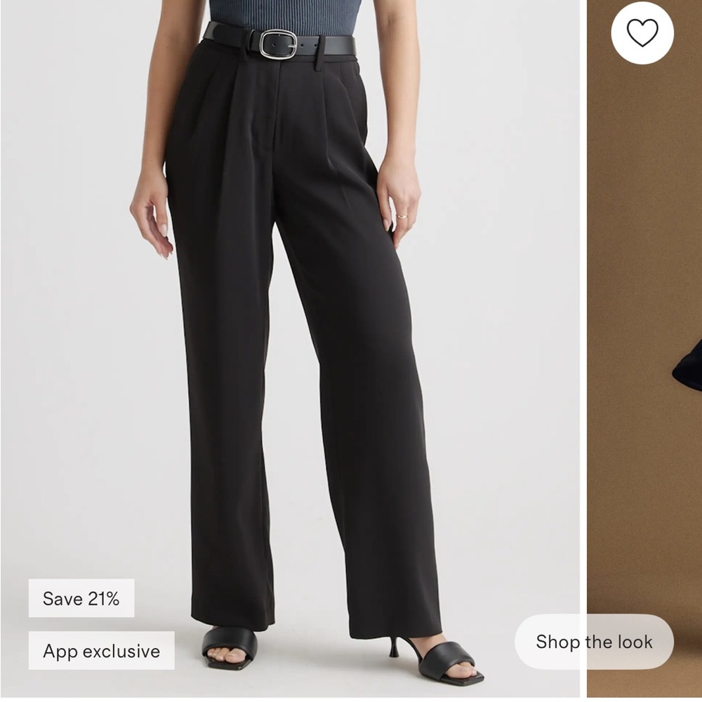Quince Stretch Crepe Pleated Wide Leg Pants - Black